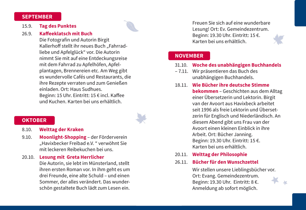TERMINE & CO.  - Halbjährliches Programm - Bücher Janning